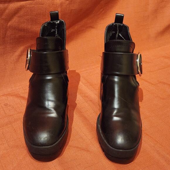 ZARA Trafaluc Black Chunky Platform Mary Janes Lug Sole Ankle Booties Sz 6 /36 - Picture 2 of 10